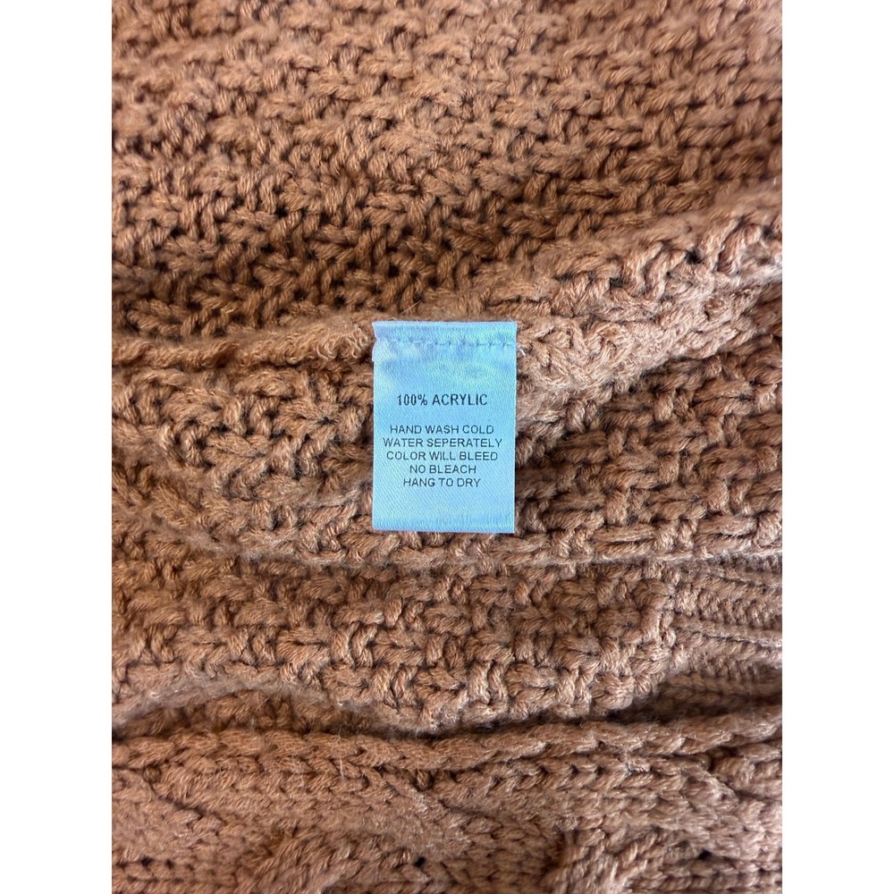 Reborn J Womens Rust Orange Cable Knit Open Front Cardigan Sweater Small - Picture 12 of 12